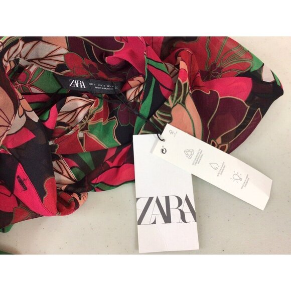 Zara Floral Blouse Womens Small New $49 - Picture 8 of 8